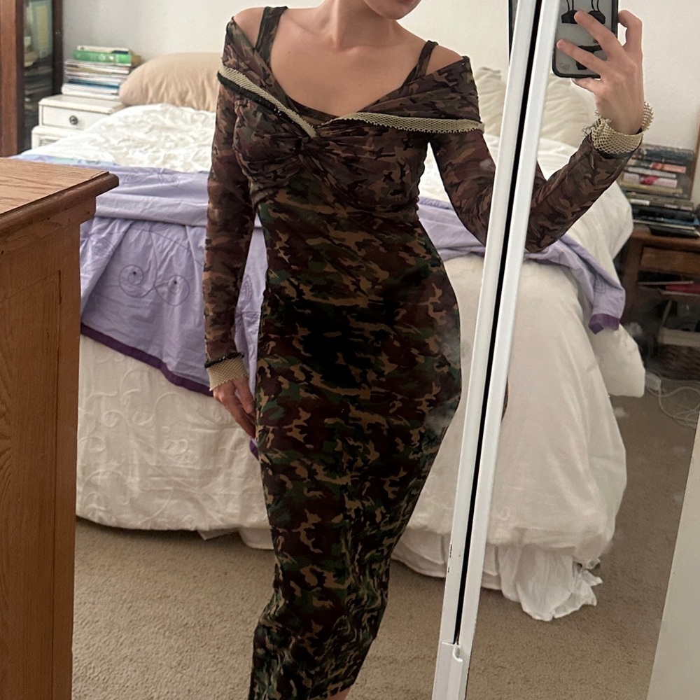 Jean Paul Gaultier SS 1999 CLASSIQUE Camouflage Maxi Dress + Long Sleeve Top - Picture 3 of 6
